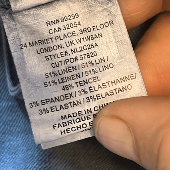 Level 99 Women's Linen Blend Blue Trouser Pants - Size 27 - Picture 4 of 5